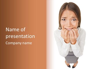 A Woman With Her Hands On Her Face PowerPoint Template