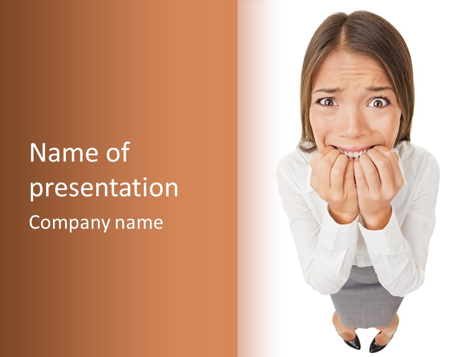 A Woman With Her Hands On Her Face PowerPoint Template