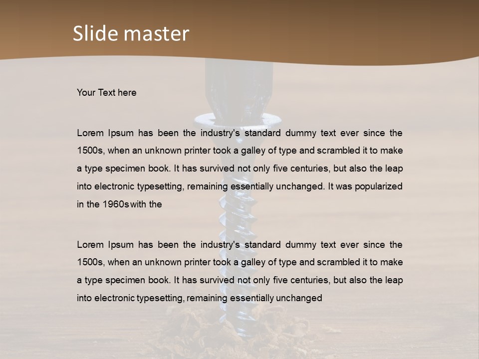 A Screw With A Hole In It On A Wooden Table PowerPoint Template