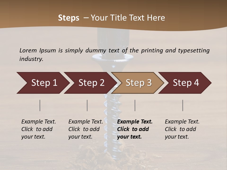 A Screw With A Hole In It On A Wooden Table PowerPoint Template