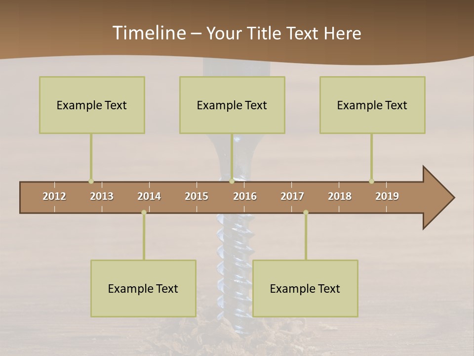 A Screw With A Hole In It On A Wooden Table PowerPoint Template