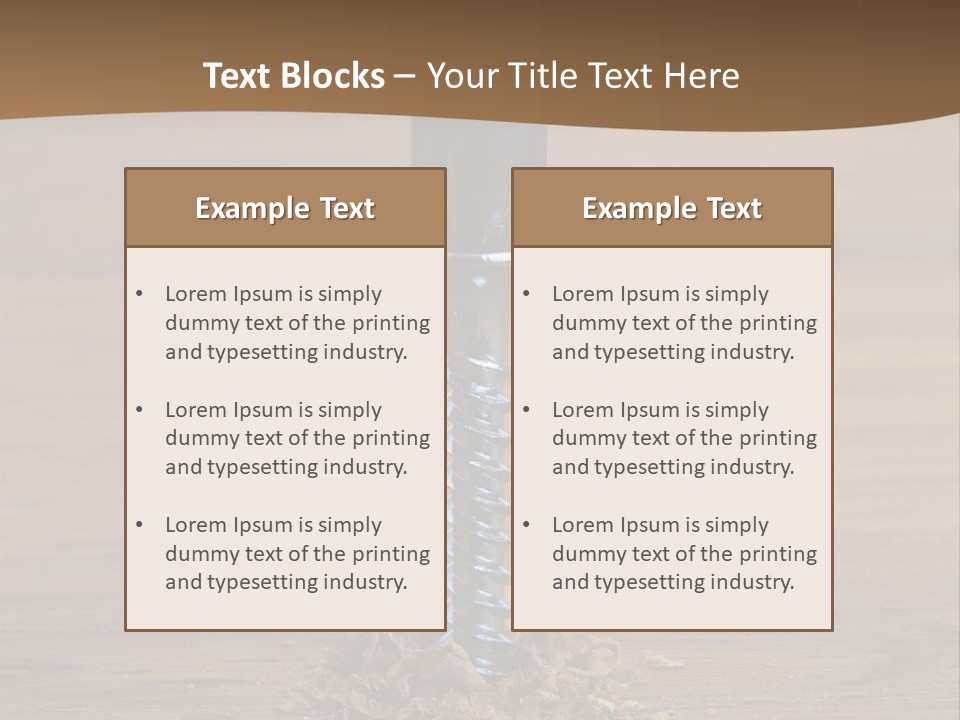 A Screw With A Hole In It On A Wooden Table PowerPoint Template