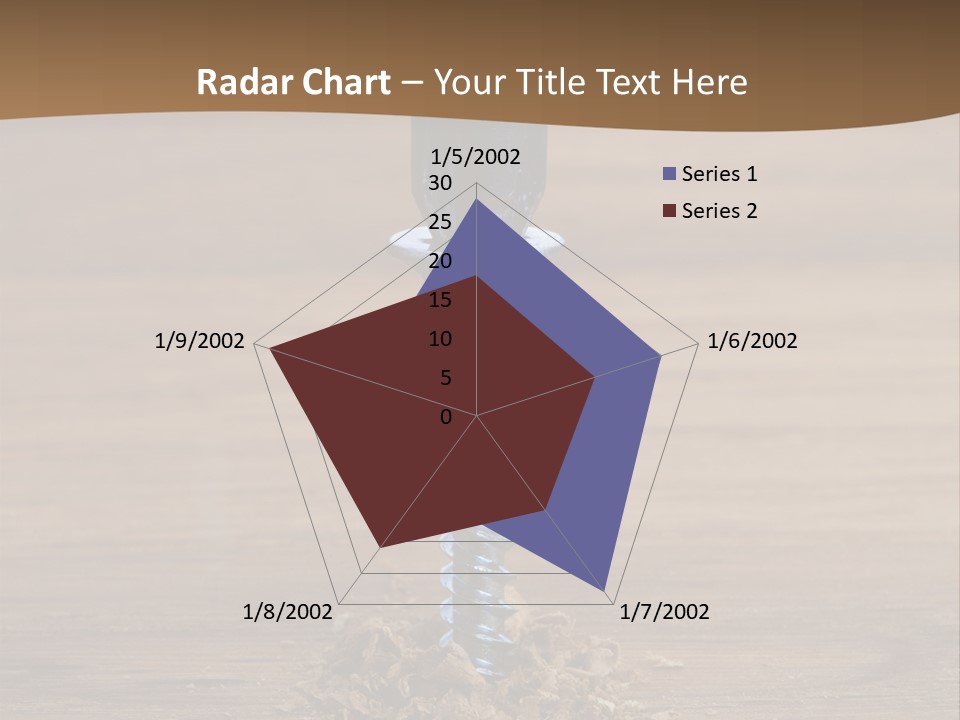 A Screw With A Hole In It On A Wooden Table PowerPoint Template