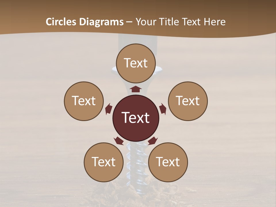 A Screw With A Hole In It On A Wooden Table PowerPoint Template