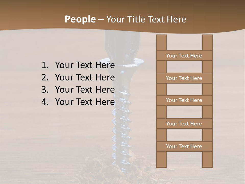 A Screw With A Hole In It On A Wooden Table PowerPoint Template