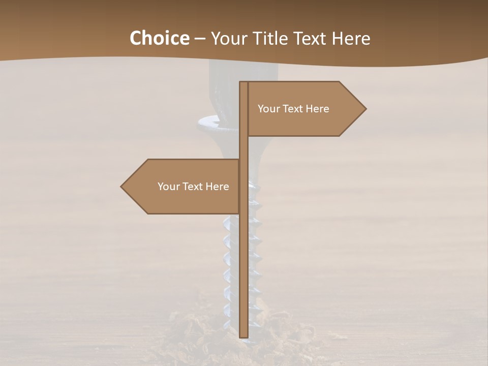 A Screw With A Hole In It On A Wooden Table PowerPoint Template