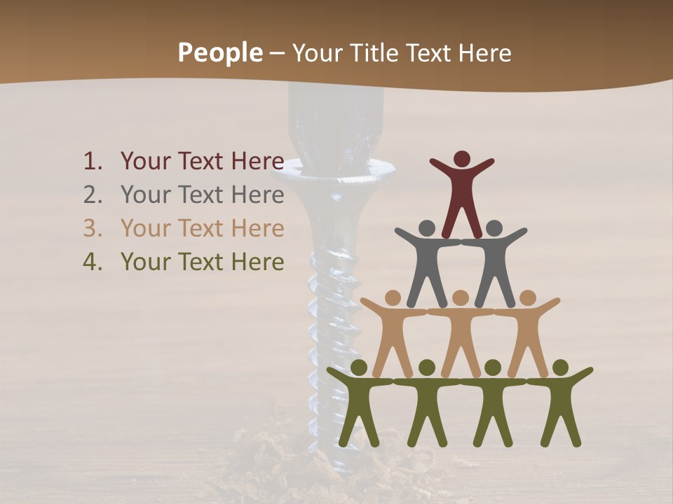 A Screw With A Hole In It On A Wooden Table PowerPoint Template