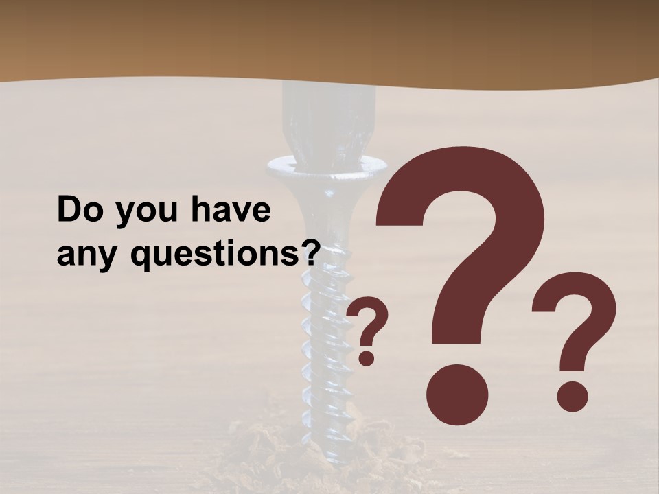 A Screw With A Hole In It On A Wooden Table PowerPoint Template