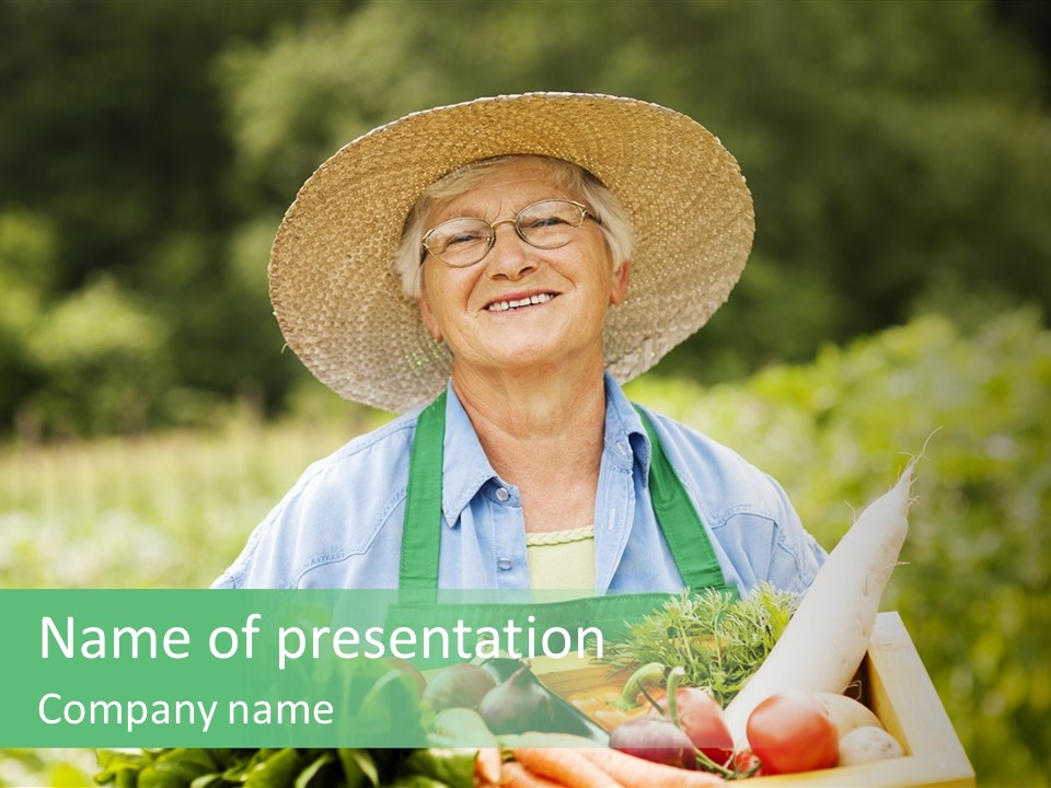 A Woman Holding A Basket Full Of Vegetables PowerPoint Template