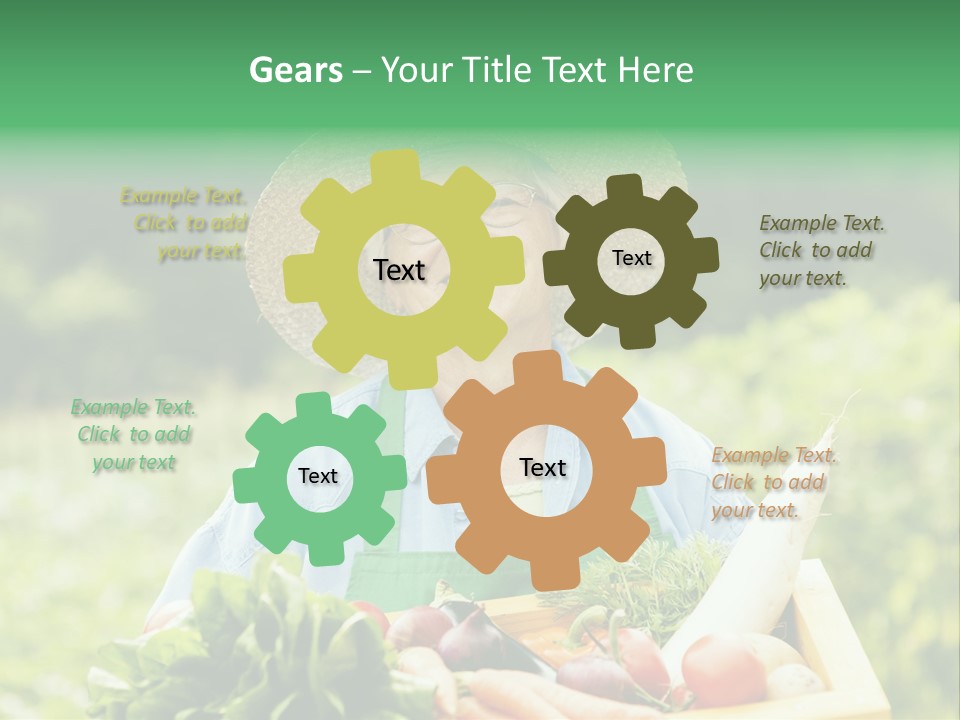 A Woman Holding A Basket Full Of Vegetables PowerPoint Template