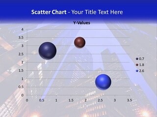 A Group Of Skyscrapers In A City At Night PowerPoint Template