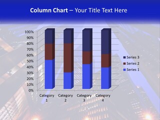 A Group Of Skyscrapers In A City At Night PowerPoint Template