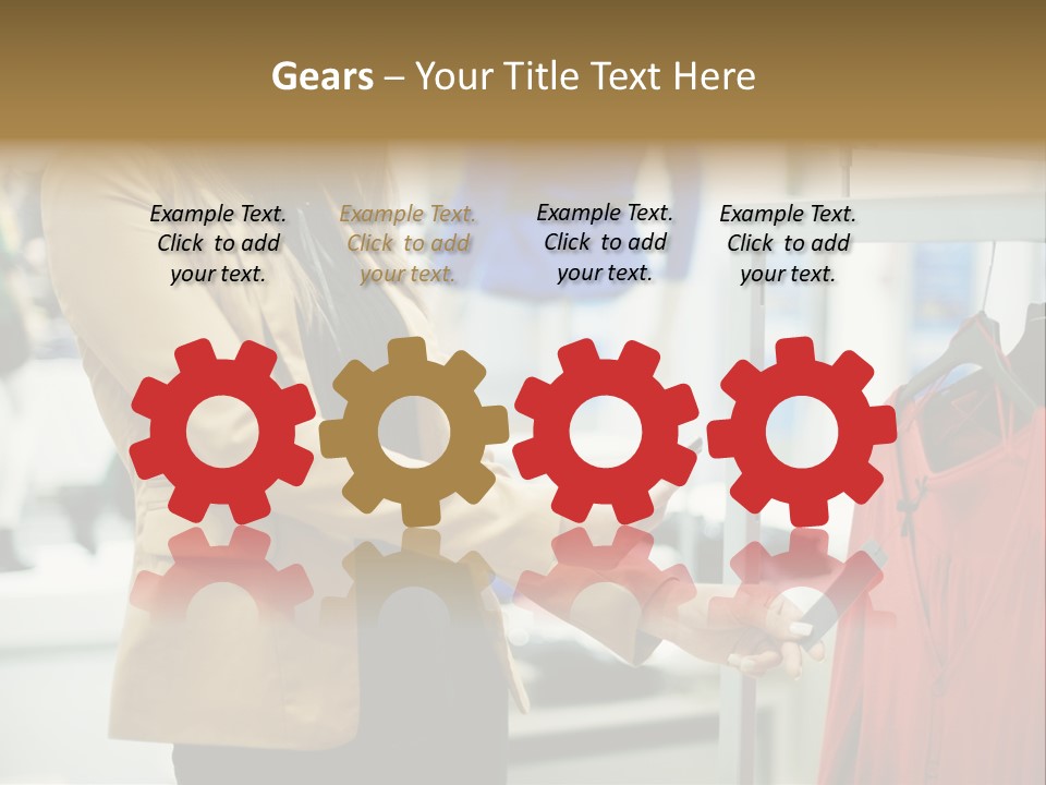 A Woman Looking At A Cell Phone In A Clothing Store PowerPoint Template