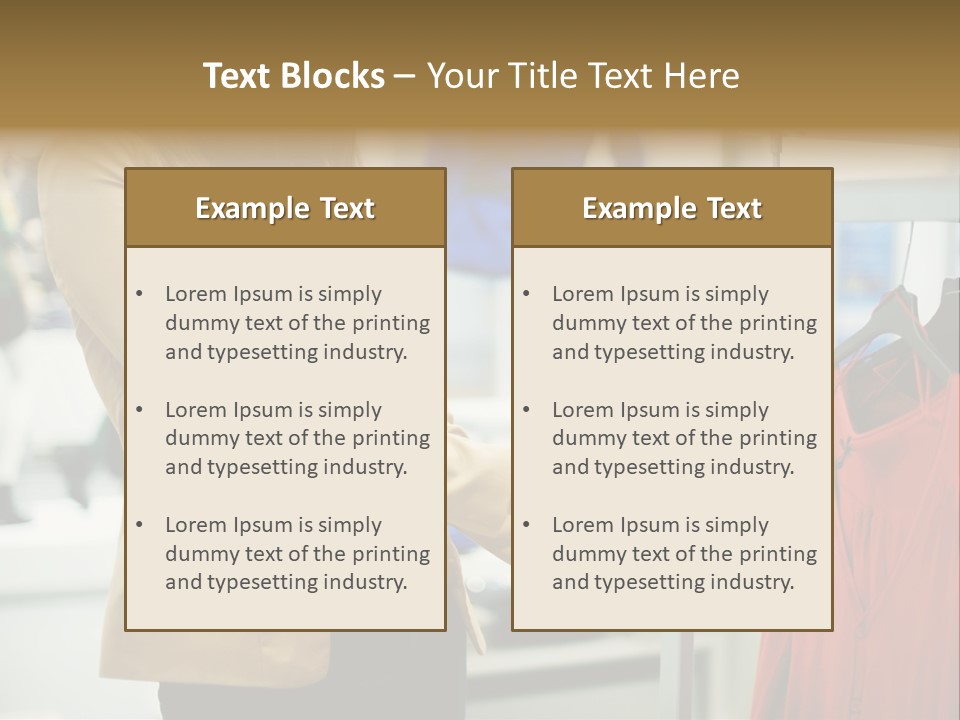 A Woman Looking At A Cell Phone In A Clothing Store PowerPoint Template