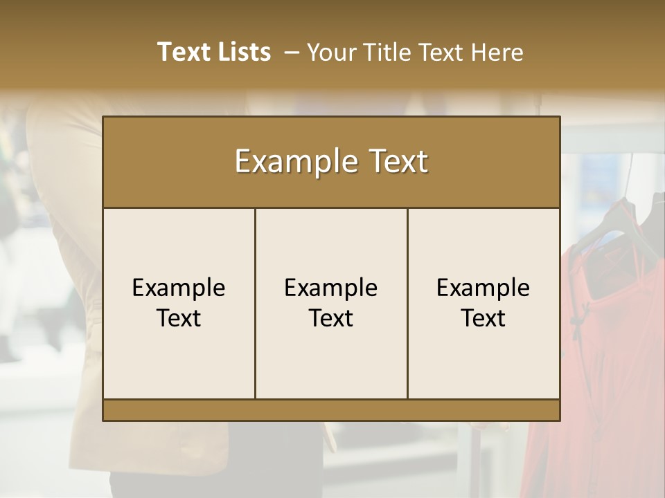 A Woman Looking At A Cell Phone In A Clothing Store PowerPoint Template