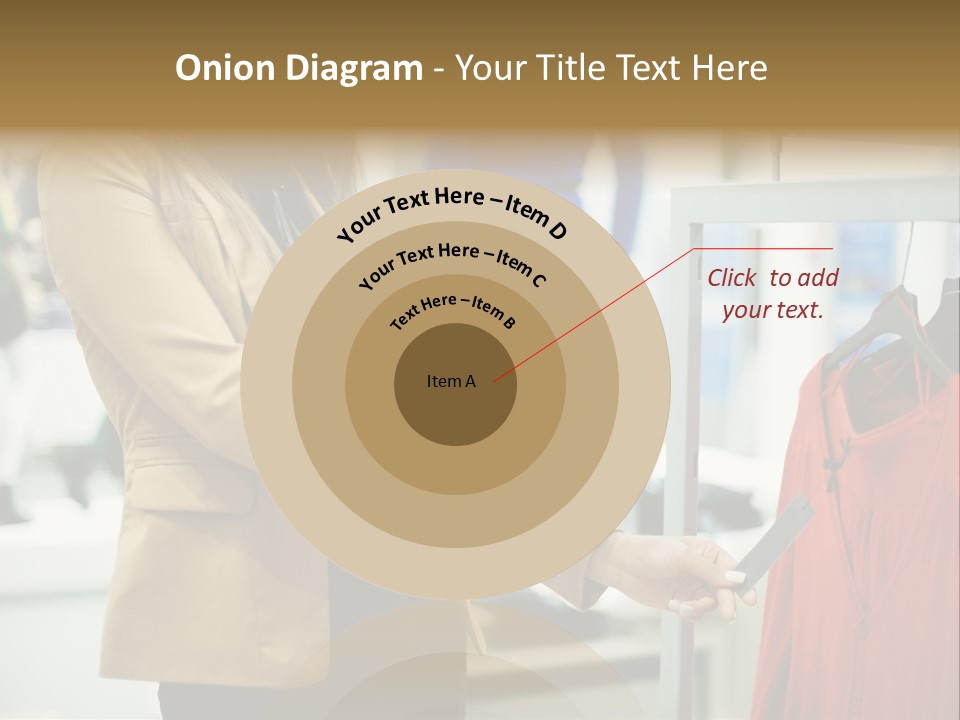 A Woman Looking At A Cell Phone In A Clothing Store PowerPoint Template