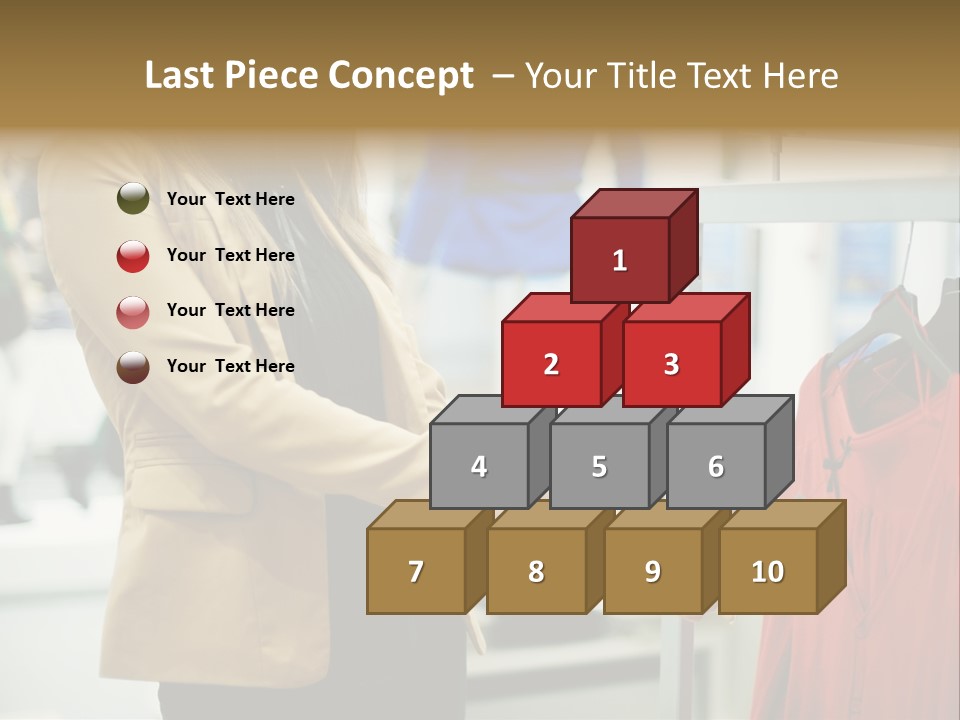 A Woman Looking At A Cell Phone In A Clothing Store PowerPoint Template