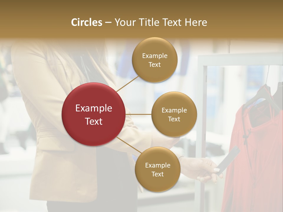 A Woman Looking At A Cell Phone In A Clothing Store PowerPoint Template