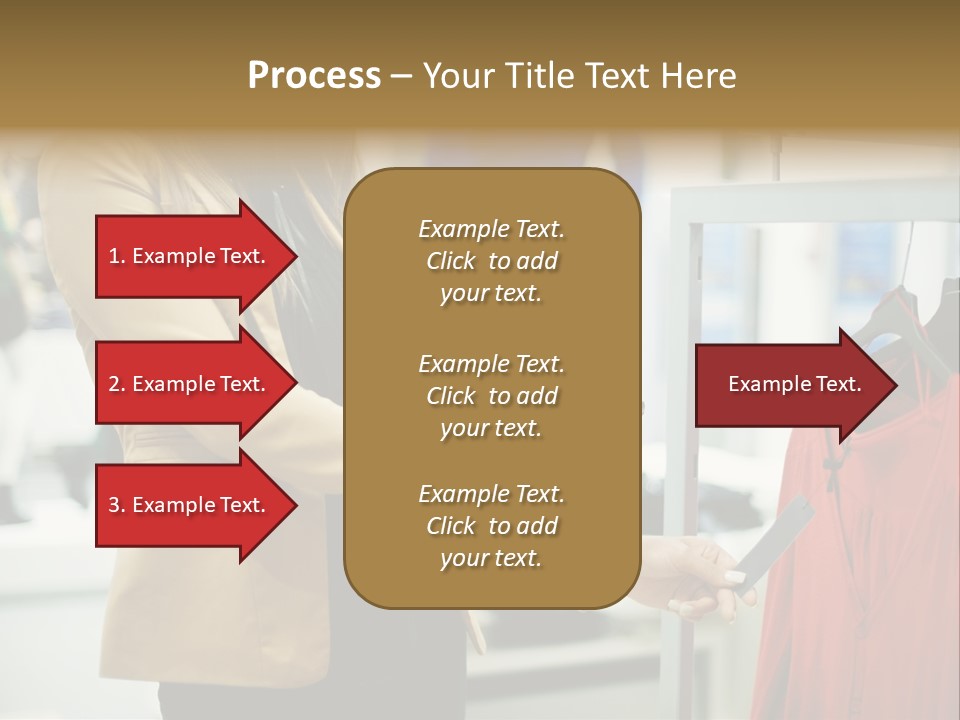 A Woman Looking At A Cell Phone In A Clothing Store PowerPoint Template