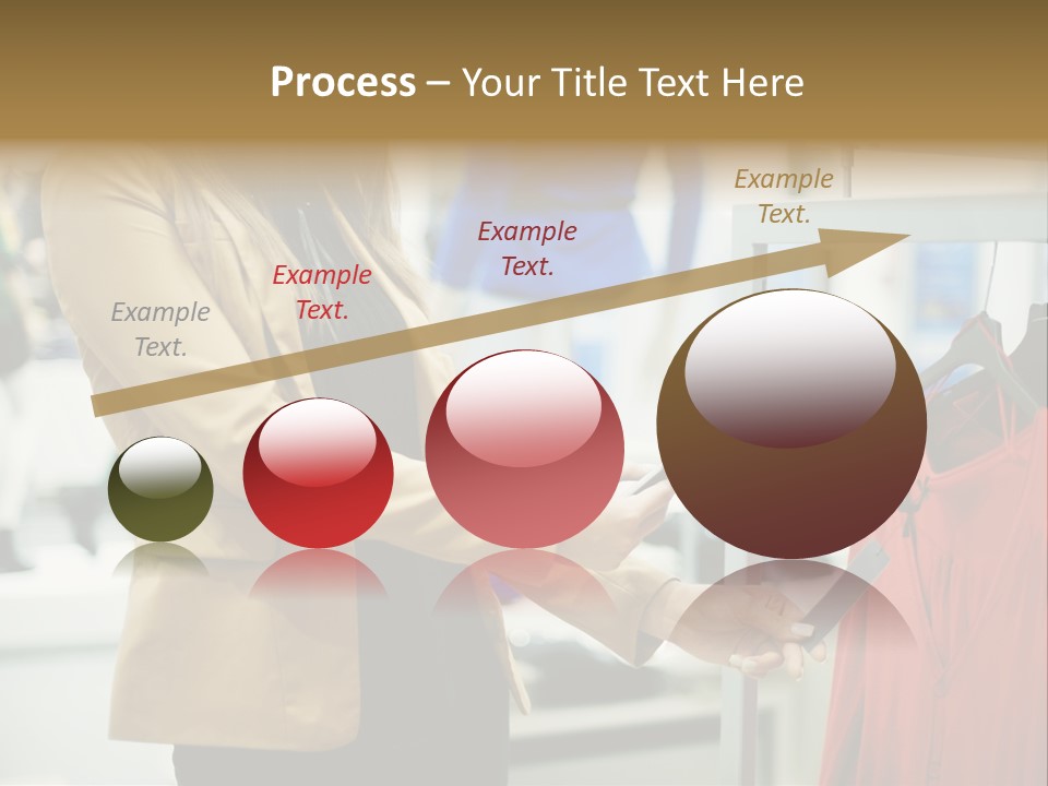 A Woman Looking At A Cell Phone In A Clothing Store PowerPoint Template