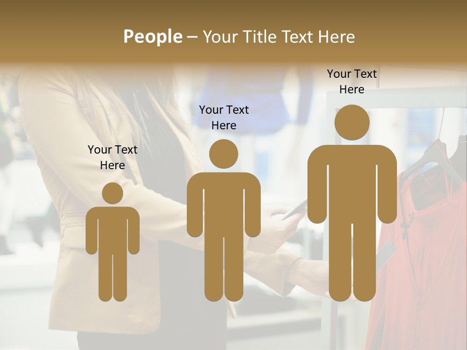 A Woman Looking At A Cell Phone In A Clothing Store PowerPoint Template