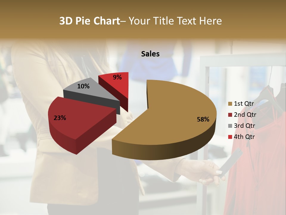 A Woman Looking At A Cell Phone In A Clothing Store PowerPoint Template