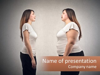 A Woman Standing In Front Of A Wall With Her Hands On Her Hips PowerPoint Template