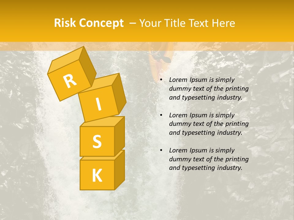 A Man Is Kayaking Down A Waterfall In The Water PowerPoint Template