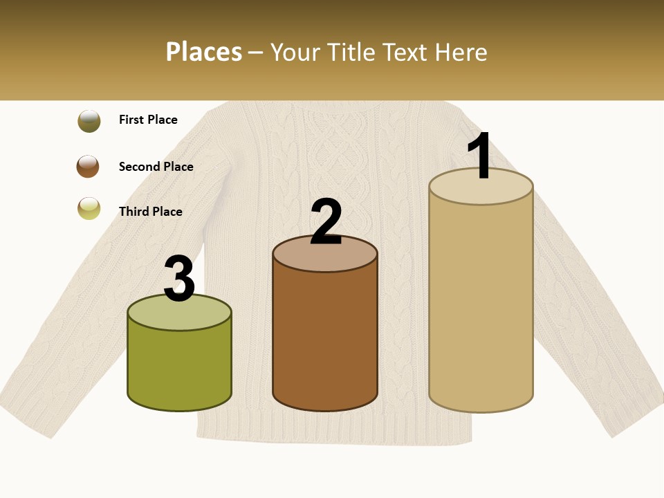 A Picture Of A Sweater With The Name Of The Company PowerPoint Template