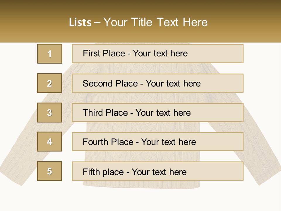A Picture Of A Sweater With The Name Of The Company PowerPoint Template