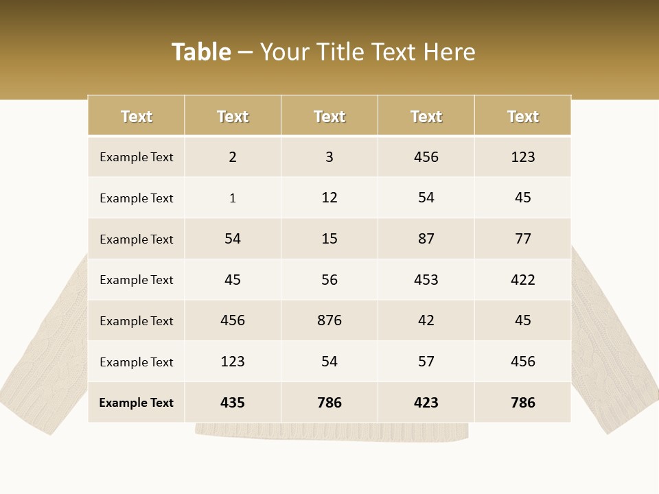 A Picture Of A Sweater With The Name Of The Company PowerPoint Template