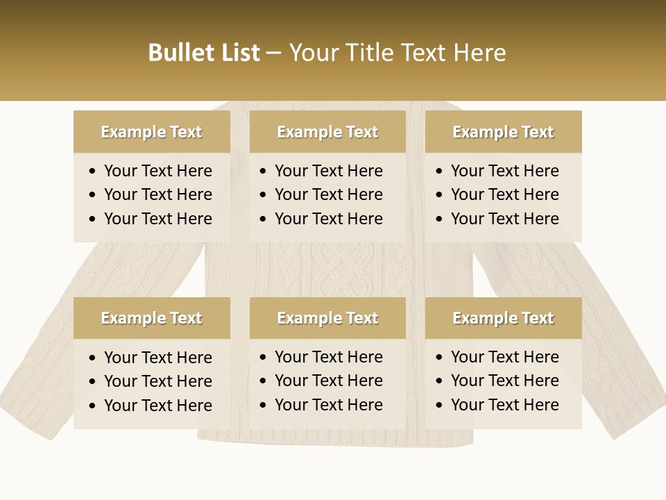 A Picture Of A Sweater With The Name Of The Company PowerPoint Template