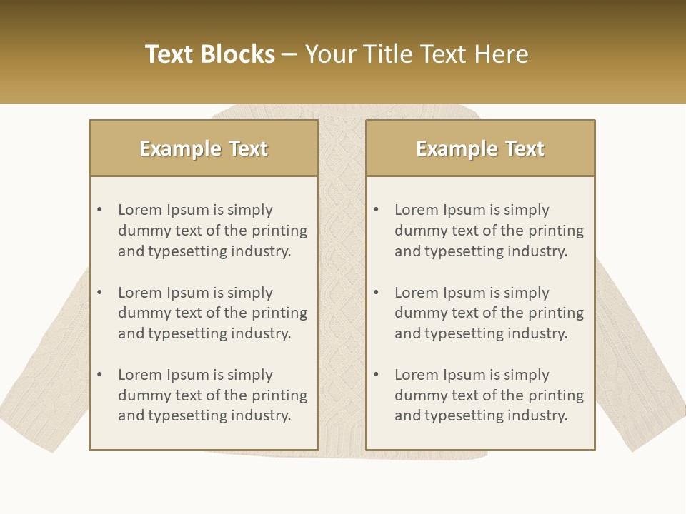 A Picture Of A Sweater With The Name Of The Company PowerPoint Template