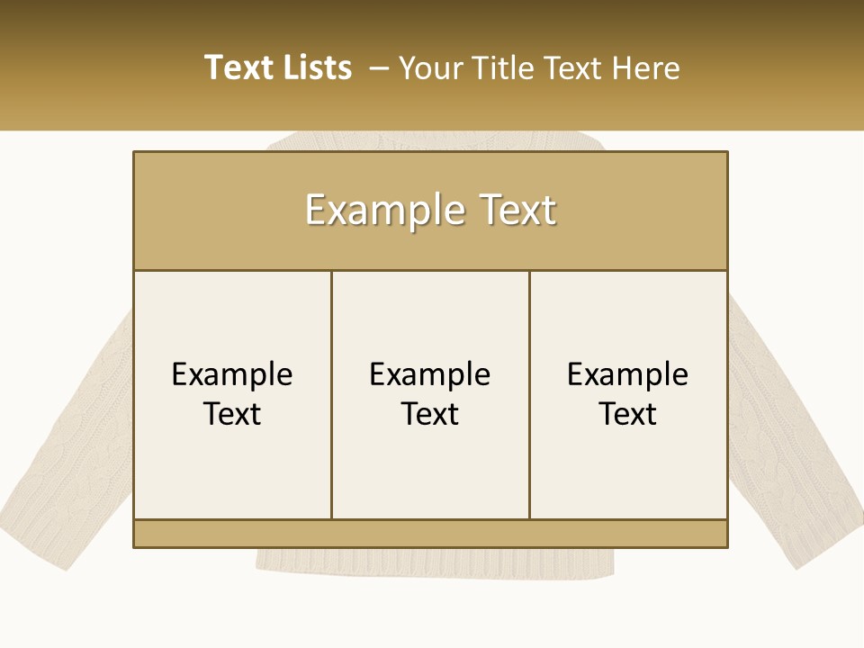 A Picture Of A Sweater With The Name Of The Company PowerPoint Template