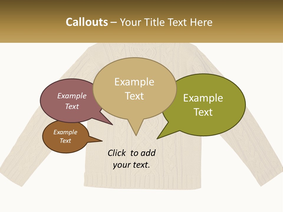 A Picture Of A Sweater With The Name Of The Company PowerPoint Template