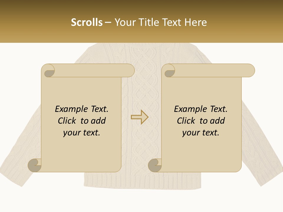 A Picture Of A Sweater With The Name Of The Company PowerPoint Template