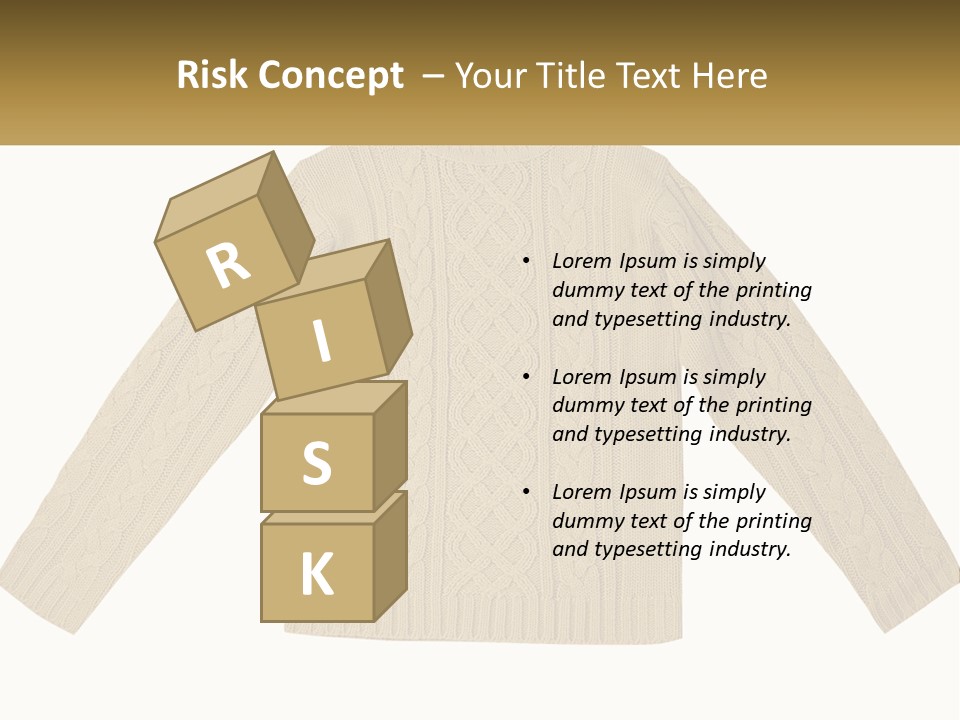 A Picture Of A Sweater With The Name Of The Company PowerPoint Template