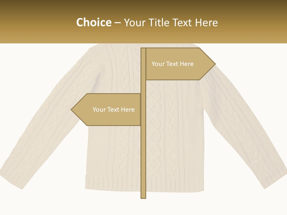 A Picture Of A Sweater With The Name Of The Company PowerPoint Template