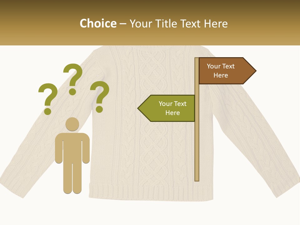 A Picture Of A Sweater With The Name Of The Company PowerPoint Template