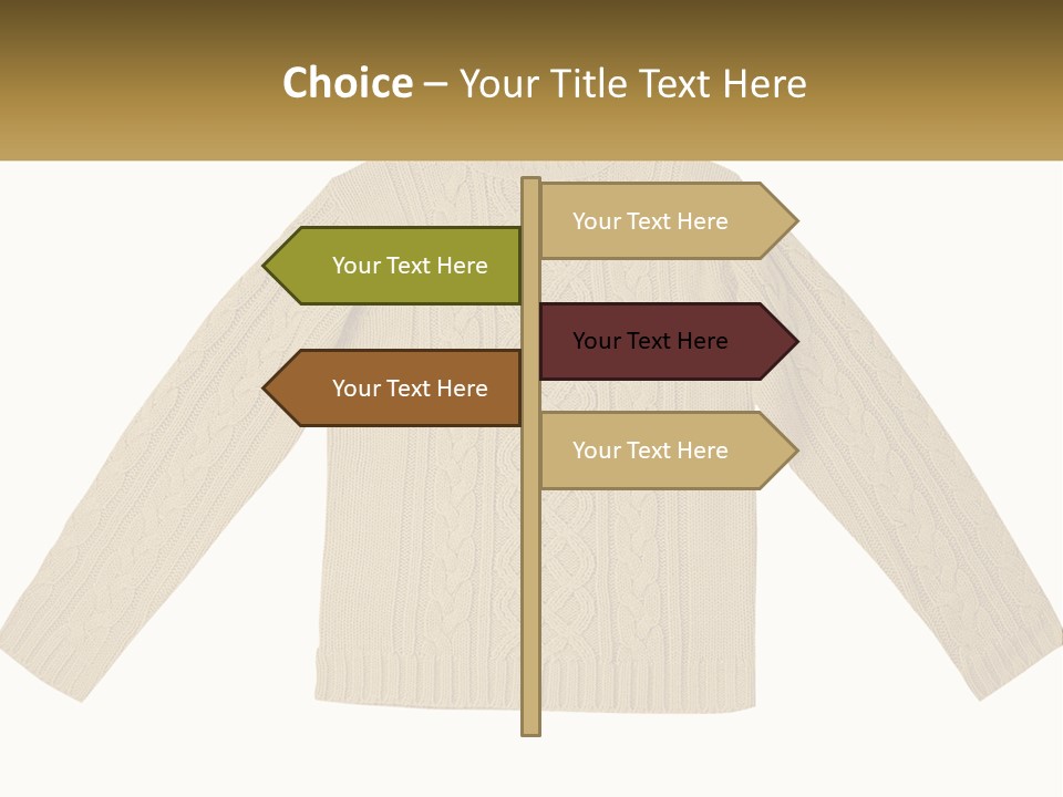 A Picture Of A Sweater With The Name Of The Company PowerPoint Template