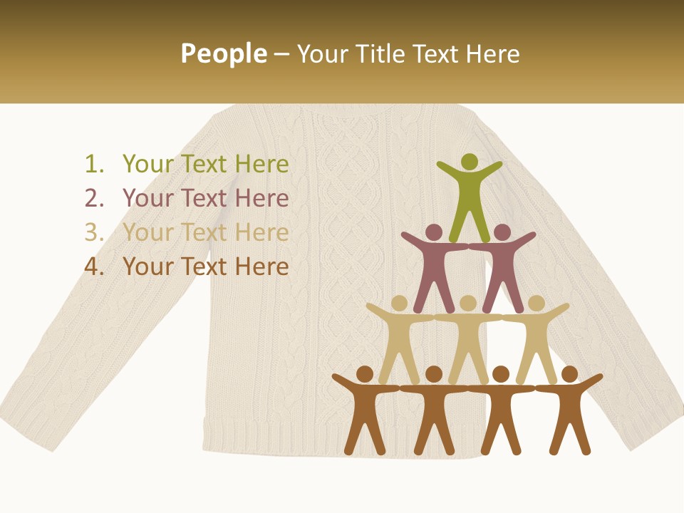A Picture Of A Sweater With The Name Of The Company PowerPoint Template
