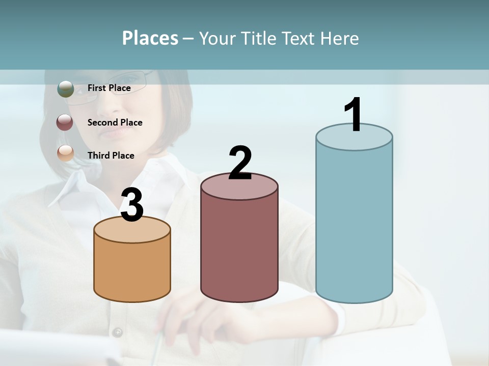 A Woman Sitting At A Desk In Front Of A Laptop Computer PowerPoint Template