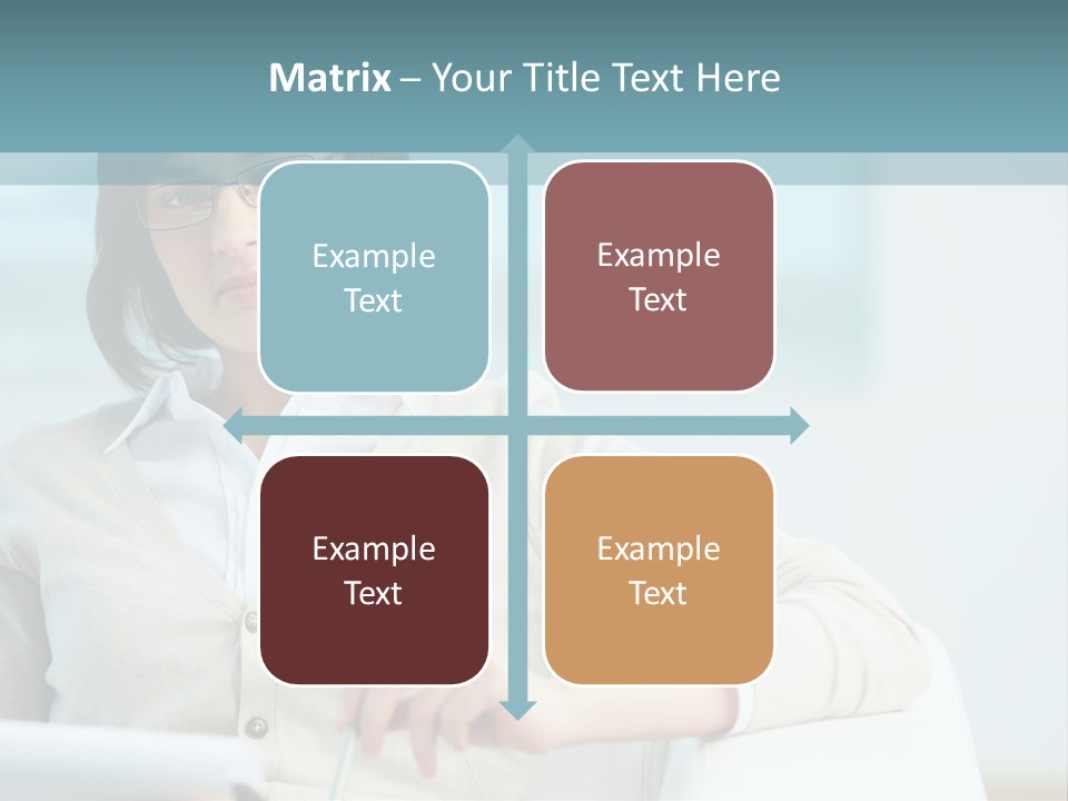 A Woman Sitting At A Desk In Front Of A Laptop Computer PowerPoint Template