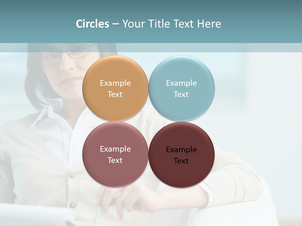 A Woman Sitting At A Desk In Front Of A Laptop Computer PowerPoint Template