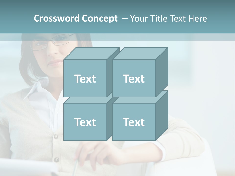 A Woman Sitting At A Desk In Front Of A Laptop Computer PowerPoint Template