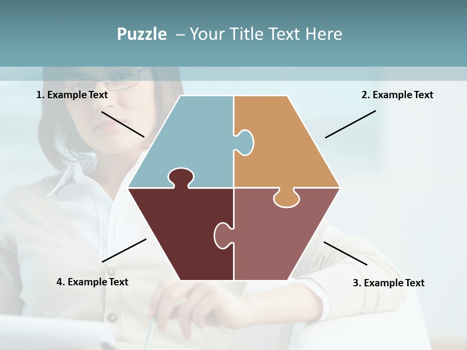 A Woman Sitting At A Desk In Front Of A Laptop Computer PowerPoint Template