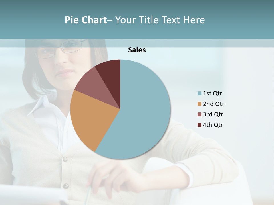 A Woman Sitting At A Desk In Front Of A Laptop Computer PowerPoint Template