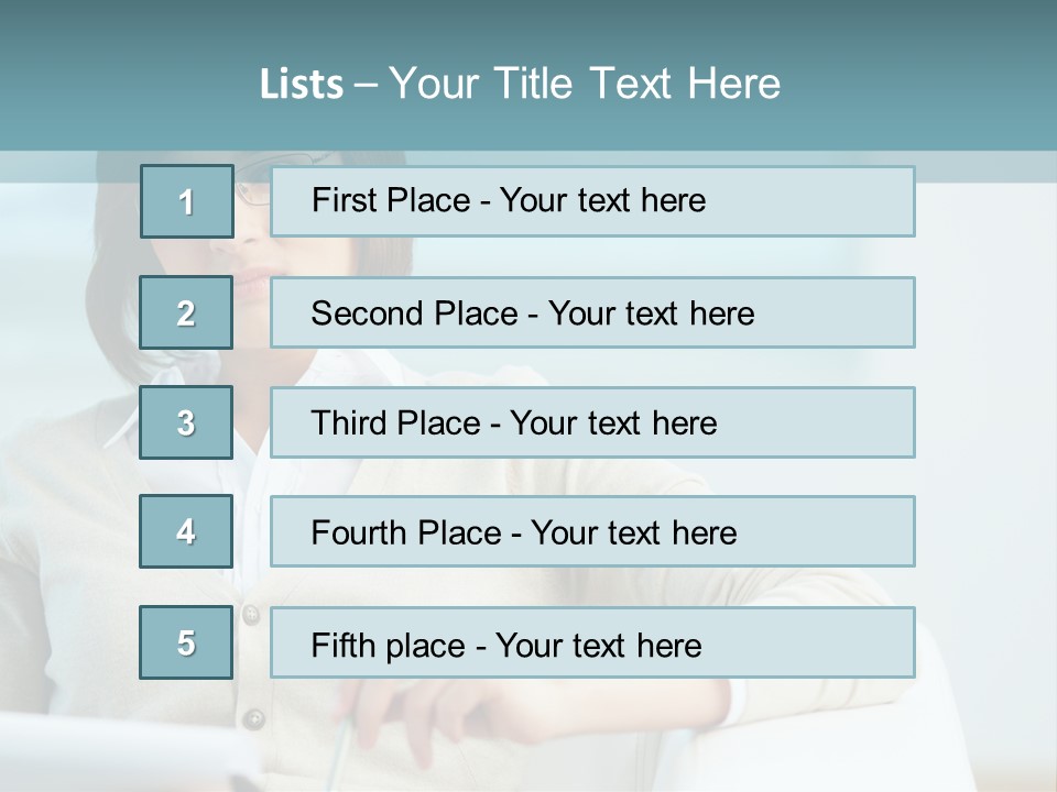 A Woman Sitting At A Desk In Front Of A Laptop Computer PowerPoint Template