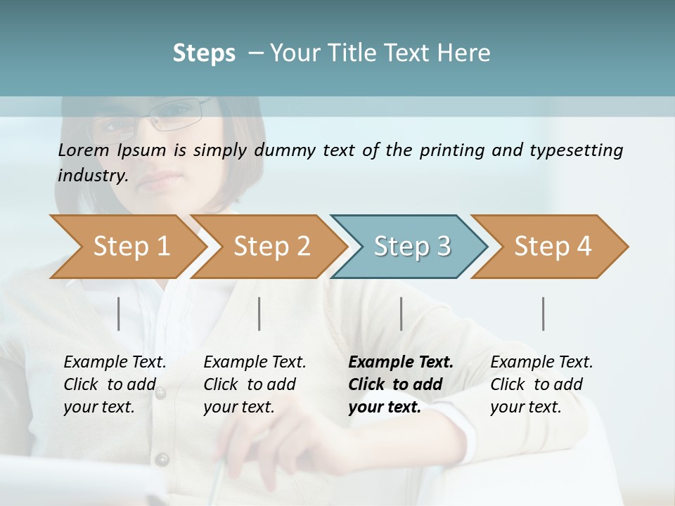 A Woman Sitting At A Desk In Front Of A Laptop Computer PowerPoint Template