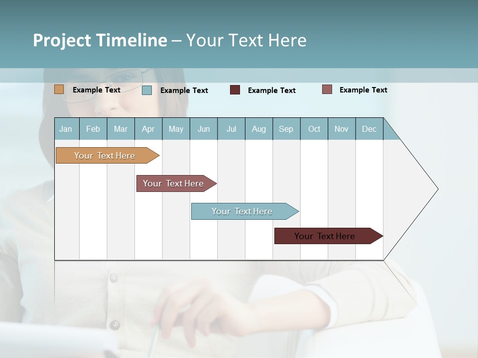 A Woman Sitting At A Desk In Front Of A Laptop Computer PowerPoint Template